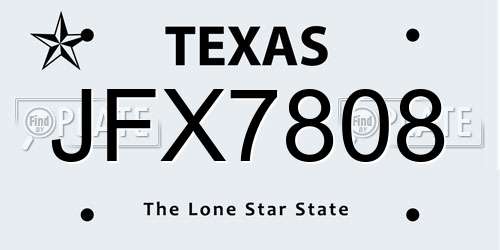 JFX7808 Texas License Plate