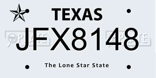JFX8148 Texas License Plate