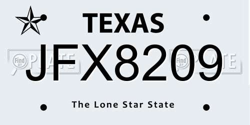 JFX8209 Texas License Plate