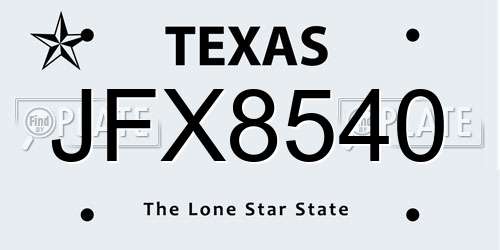 JFX8540 Texas License Plate