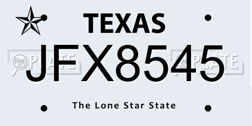 JFX8545 Texas License Plate