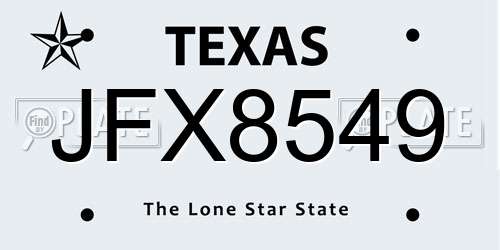 JFX8549 Texas License Plate
