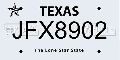 JFX8902 Texas License Plate