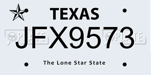 JFX9573 Texas License Plate