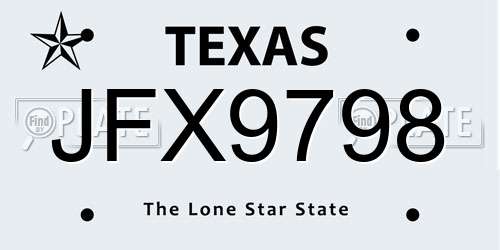 JFX9798 Texas License Plate