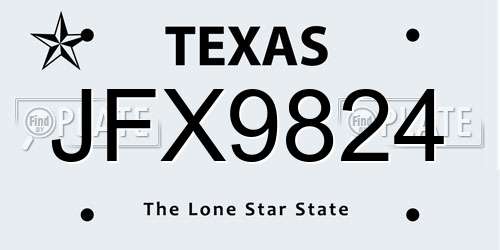 JFX9824 Texas License Plate