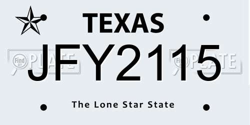 JFY2115 Texas License Plate