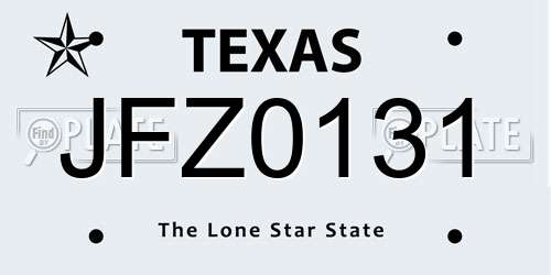 JFZ0131 Texas License Plate