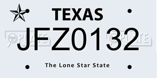 JFZ0132 Texas License Plate