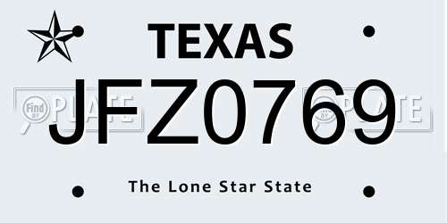 JFZ0769 Texas License Plate