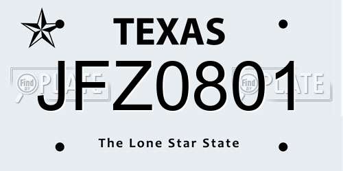 JFZ0801 Texas License Plate