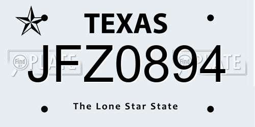 JFZ0894 Texas License Plate