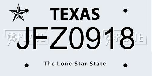JFZ0918 Texas License Plate