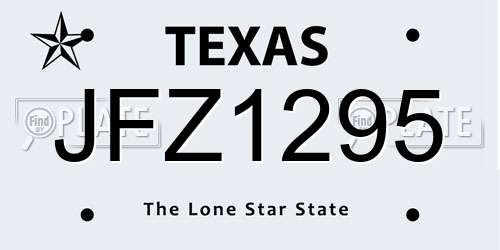JFZ1295 Texas License Plate
