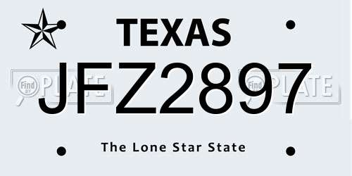 JFZ2897 Texas License Plate