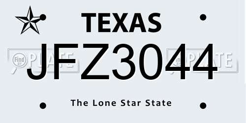 JFZ3044 Texas License Plate