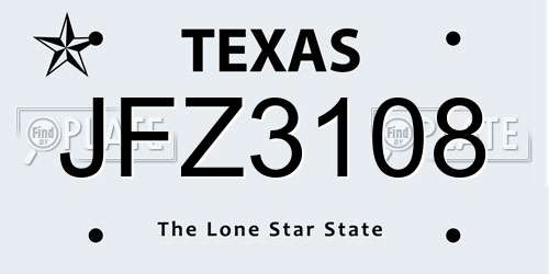 JFZ3108 Texas License Plate
