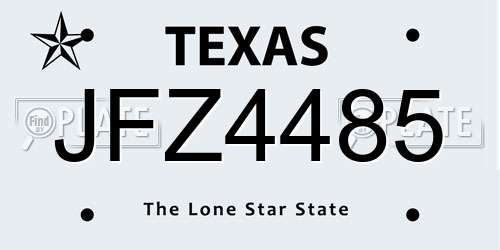 JFZ4485 Texas License Plate