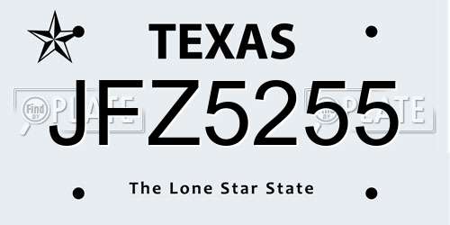 JFZ5255 Texas License Plate