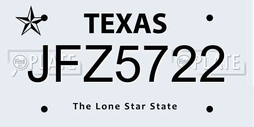 JFZ5722 Texas License Plate