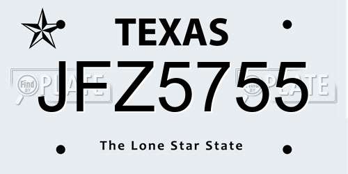 JFZ5755 Texas License Plate
