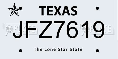 JFZ7619 Texas License Plate