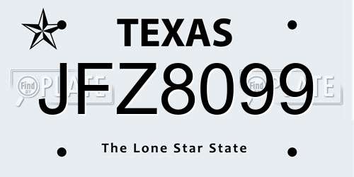 JFZ8099 Texas License Plate