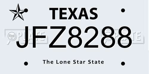 JFZ8288 Texas License Plate