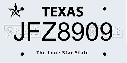 JFZ8909 Texas License Plate