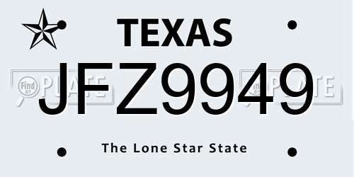 JFZ9949 Texas License Plate