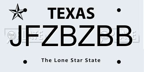 JFZBZBB Texas License Plate