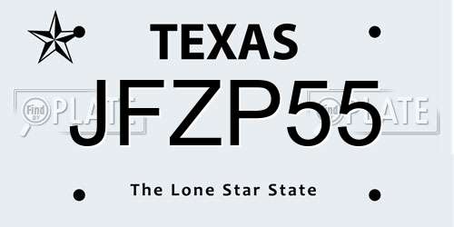 JFZP55 Texas License Plate