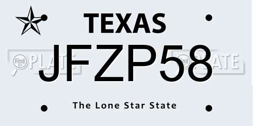JFZP58 Texas License Plate