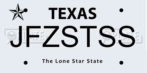 JFZSTSS Texas License Plate