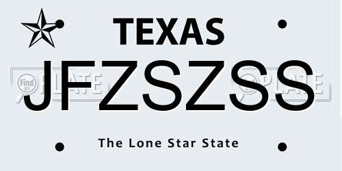 JFZSZSS Texas License Plate
