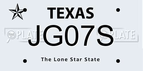 JG07S Texas License Plate