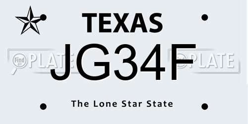 JG34F Texas License Plate