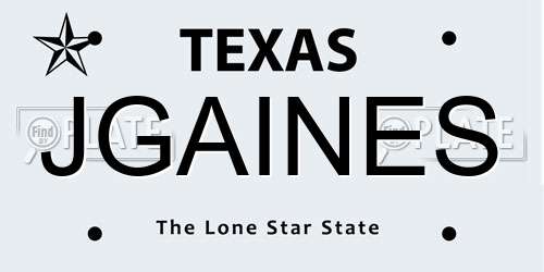 JGAINES Texas License Plate