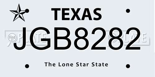 JGB8282 Texas License Plate