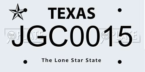 JGC0015 Texas License Plate