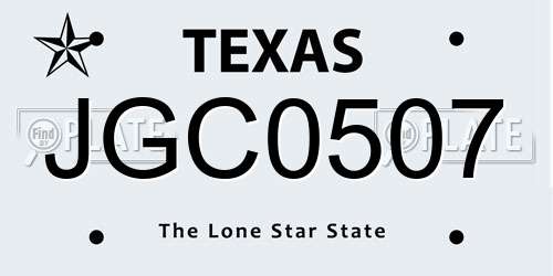 JGC0507 Texas License Plate