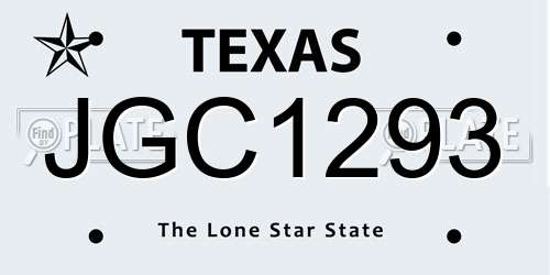 JGC1293 Texas License Plate