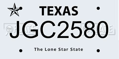 JGC2580 Texas License Plate