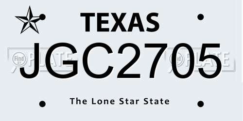 JGC2705 Texas License Plate