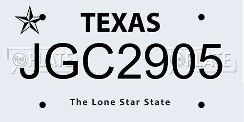 JGC2905 Texas License Plate
