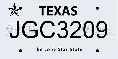 JGC3209 Texas License Plate