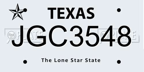 JGC3548 Texas License Plate