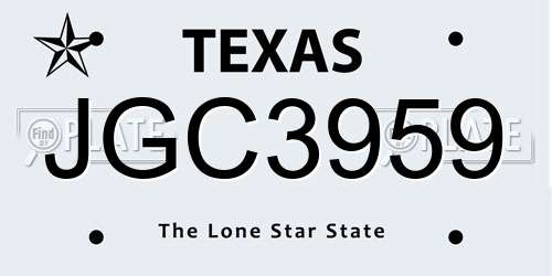 JGC3959 Texas License Plate