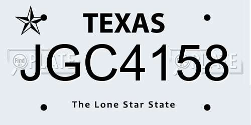 JGC4158 Texas License Plate