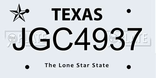 JGC4937 Texas License Plate